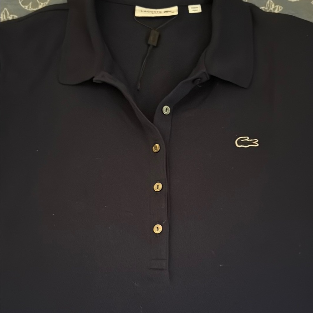 Lacoste Blue Buttoned Polo Top